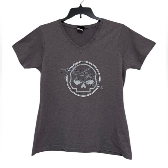 Harley-Davidson Tee Sturgis Wille G Skull graphic V-Neck Short Sleeve size XL - Picture 1 of 13